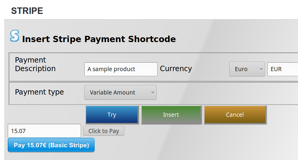 stripe variable payment