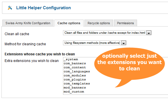 Joomla Cache clean options