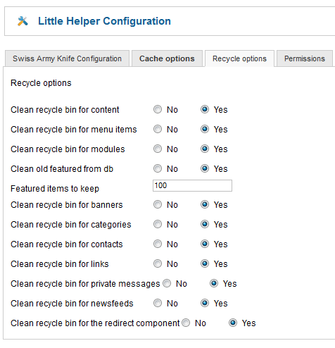 Joomla Trash Options